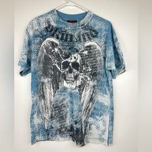 VTG Y2K Skin Industries Skate Surf Motocross All Over Print T-Shirt Mens M